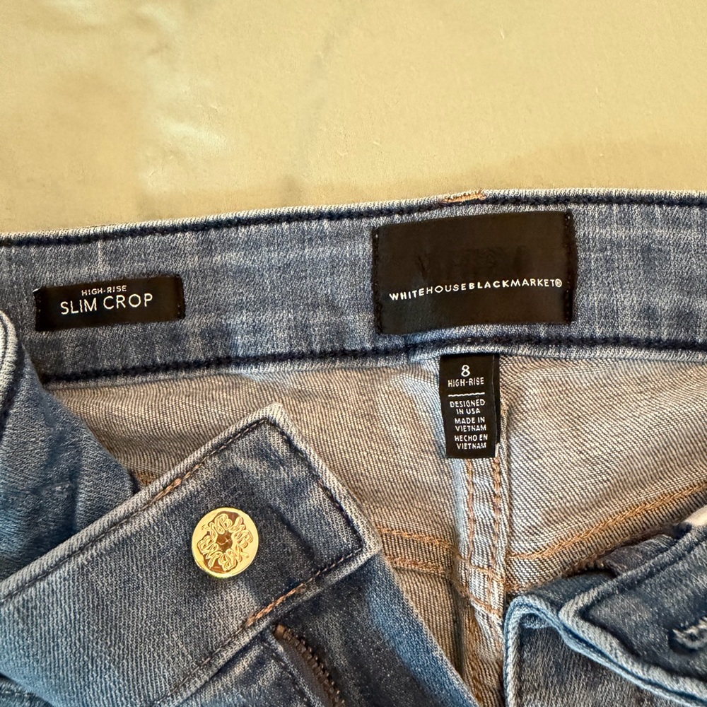 White House Black Market High-Rise Slim Crop Jeans - Blue